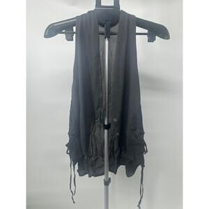 Transit‎ Par Such Black Sleeveless Open Front Drawstring Hem Casual Vest Size 2